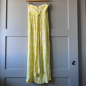 NaPua Collection Tubetop Maxi Dress Womens Medium Yellow Striped Beach‎ Hawaiian